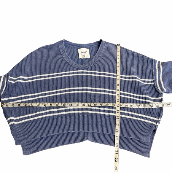 Aerie Striped Oversized Cropped V-Neck Sweater Size Medium - Picture 5 of 7